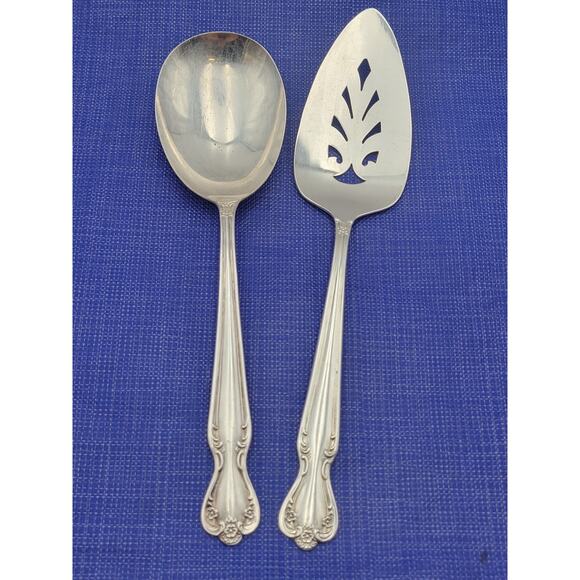 Rogers Brothers Daybreak Elegant Lady Reinforced Plate IS Flatware 2 Serving Pcs - Picture 1 of 4